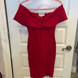 Vibrant red midi cocktail dress